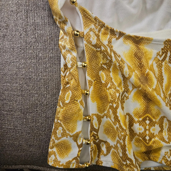 Bongo Bathing Suit Swim Top M Juniors Gold and White - Picture 5 of 8